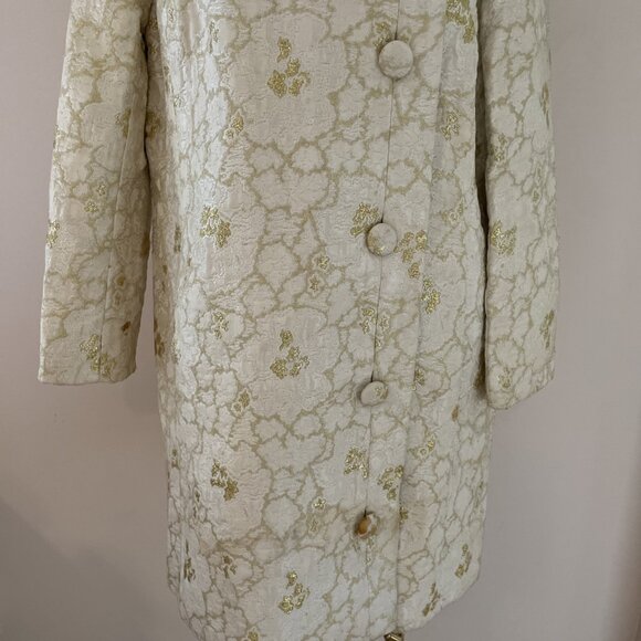 VTG 1960s Metallic Brocade Button Front Jacket Size M Gold Luxury Country Club - Picture 3 of 14